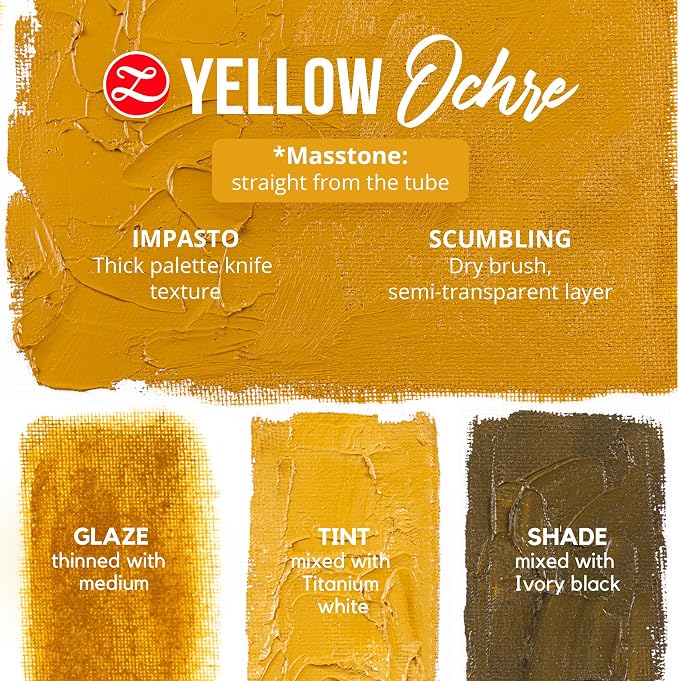 ZenART Professional Oil Paint Set - Artist Grade Yellow Ochre - 2x50ml | Non-Toxic, Buttery Consistency, Rich Pigment, Lightfast Oil Paints for Primed Surface Canvas, Fine Art, Portraits & Landscape