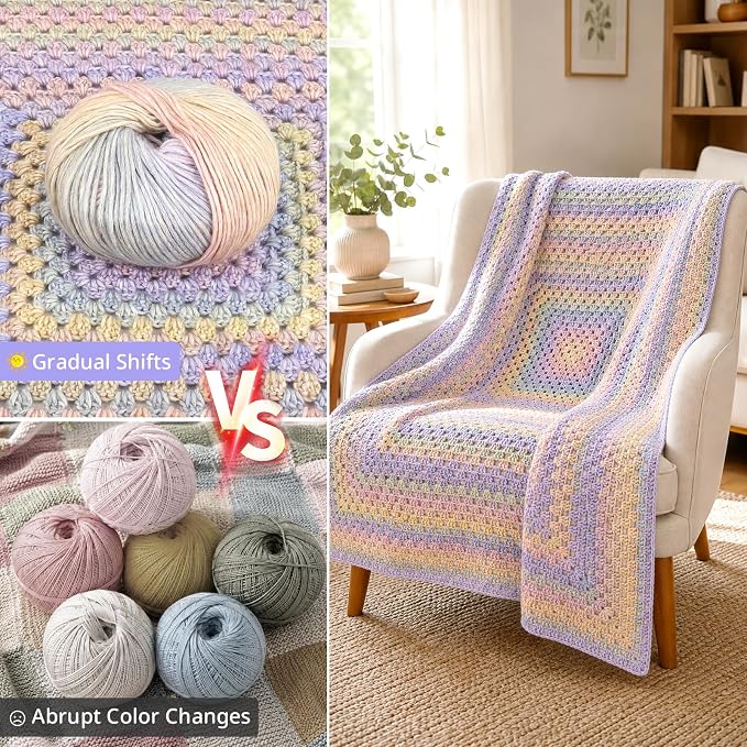 Coopay Crochet Kit for Beginners, Gradient Yarn Granny Square Blanket Kit