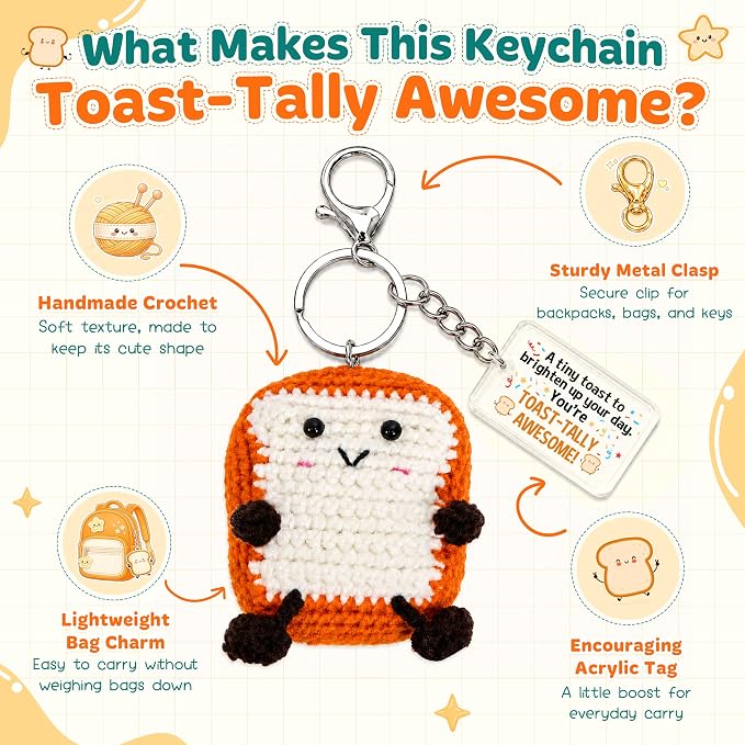 OASSIE Back to School Gifts for Students - Positive Crochet Keychain
