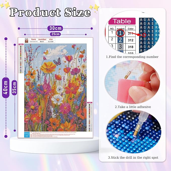 Amaieuin 2 Pack Flowers Diamond Art Kits for Adults Beginners 12x16in