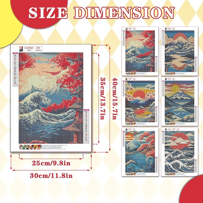 Leatrice 6 Pcs Sunrise Diamond Painting Kits for Adults 5D Diamond Art Kits