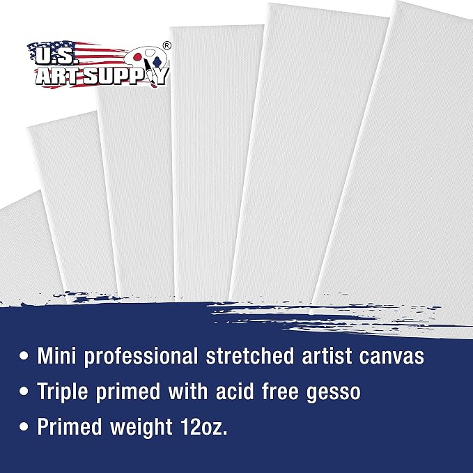 U.S. Art Supply 3x3 Mini Canvases for Painting, 72 Pack Bulk Small Stretched Artist Canvas Professional Primed - Ideal for Arts & Crafts