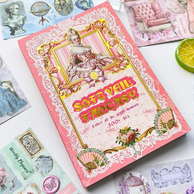 Vintage Sticker Book 500+ Stickers 30 Pages for Journaling Scrapbooking