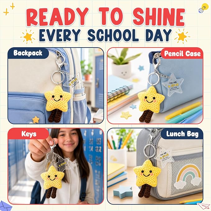 OASSIE Back to School Gifts for Students - Positive Crochet Keychain