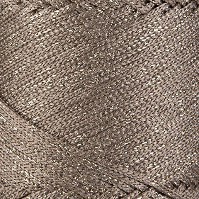 S Sensy 2mm Sparkle-Premium Polypropylene Macrame Cord 5 Pack Mink Sparkle