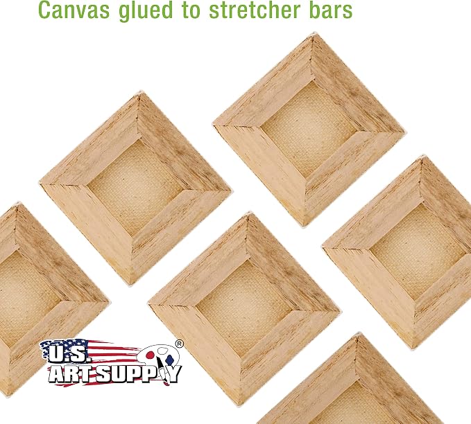U.S. Art Supply 3"x3" Mini Square Canvases for Painting, Pack of 12