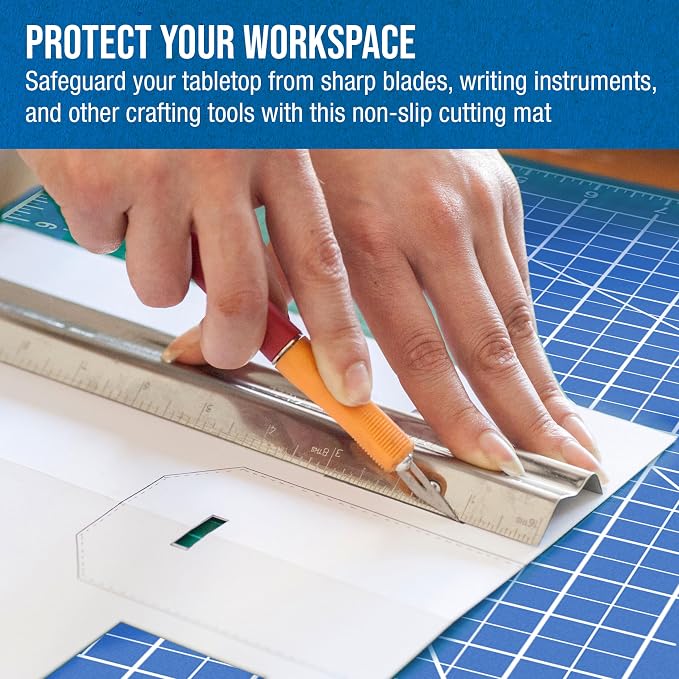 U.S. Art Supply 9"x12" Self-Healing Cutting Mat 5-Ply Pink/Blue | Double-Sided Pink/Blue Craft Mat, Non-Slip Cutting Mats for Crafts, Sewing, Quilting, Scrapbooking