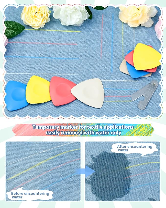 FIVEIZERO 8Pcs Tailors Chalk, Triangle Sewing Chalk for Fabric, Fabric Markers for Quilting, Tailoring and DIY Crafts