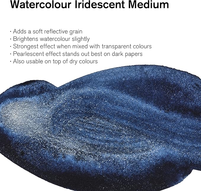 Winsor & Newton Watercolor Medium, Iridescent Medium, 75ml Bottle | Gives Iridescent Effect to Watercolors, Use Over Dark Backgrounds or with Transparent colors