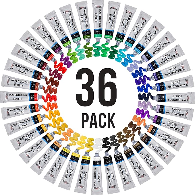 U.S. Art Supply Professional Watercolor Paint Set, 36 Colors in 12ml Tubes