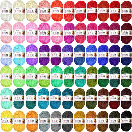 66 Rolls Acrylic Yarn Assorted Colors for Knitting and Crochet | Mini yarn skeins bulk set, soft acrylic fiber, vibrant multicolor, ideal for small crochet projects and beginner knitting