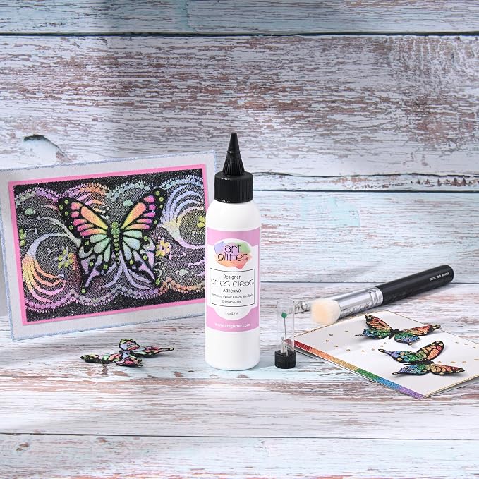 Art Institute Glitter Designer Dries Clear Glue, 4oz with Metal Tip & Pin | Ultra fine steel nozzle, Precision flow for intricate projects, Quick drying bond, Still allows time to adjust materials