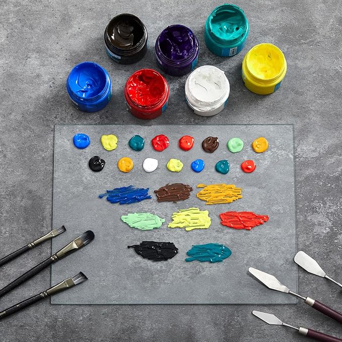 Nuanchu 1 Pcs Tempered Glass Palette for Oil Painting, 9 X 12 Inches Clear