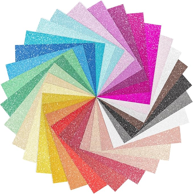 30 Pack Glitter Cardstock Paper Sheets 250gsm/92lb 6×8inch