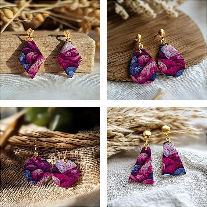 GOTO CLAY TOOLS Zentangle wavesTransfer Paper - 6 Pcs, Transfer Paper for Polymer Clay, Mauve Waves Polymer Clay Transfer Sheet for Jewelry Making ZEN-R1TP3