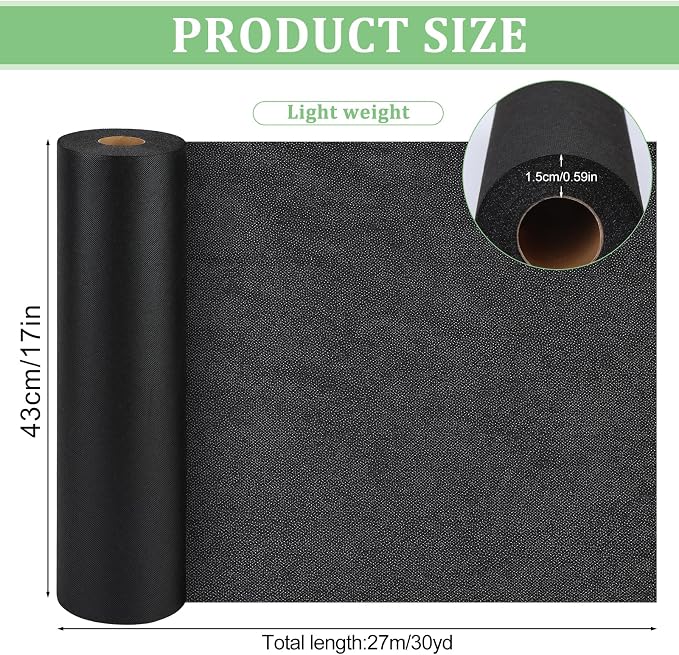 17"x30yd Iron On Fusible Interfacing for Sewing Interface Fabric for Sewing | Lightweight Black Non-Woven Fusible Interfacing Polyester Single-Sided Interfacing for Diy Craft Quilting, Sewing