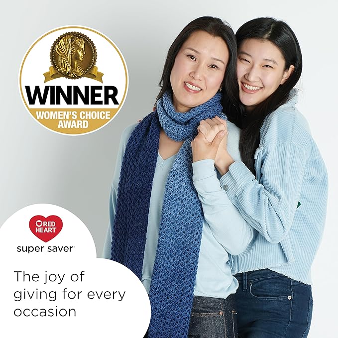 Red Heart Super Saver Ombre Yarn for Crocheting, Gold Bar, 2-Pack | #4 Medium Worsted Weight 100% Acrylic Ombre Yarn for Blankets, Scarves, Hats, and Sweaters, 482 yards, 283g/10oz