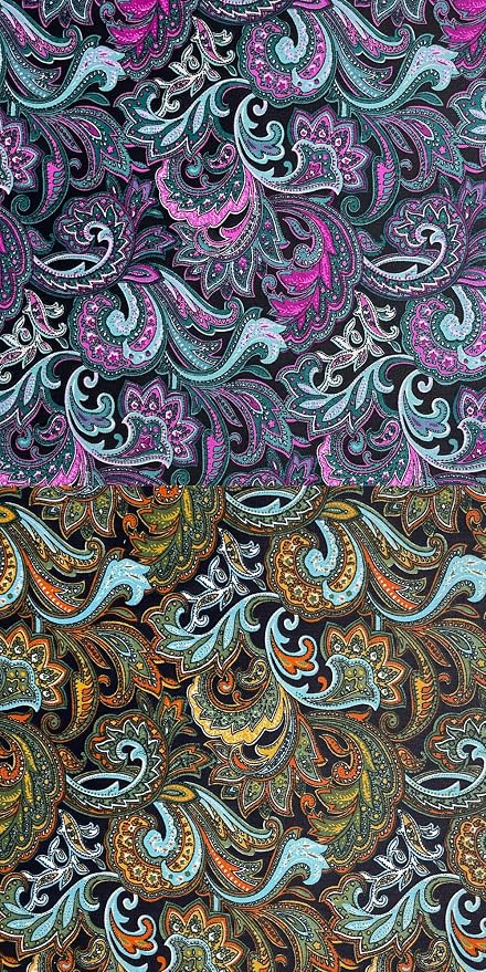 5" 50pcs Cotton Fabric Squares for Sewing Quilting Supplies- Dark Paisley