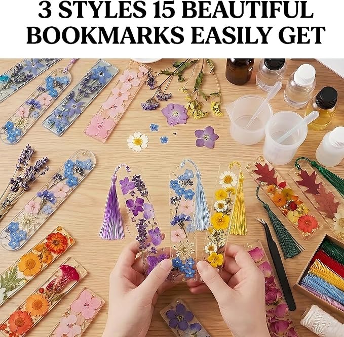 Bookmark Resin Molds Silicone,Set of 15-Cavity Bookmark Making Kit