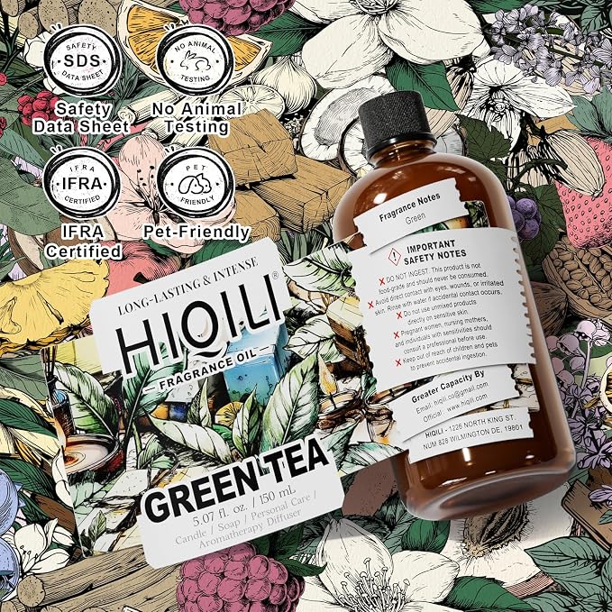 HIQILI Green Tea Fragrance Oil, Refreshing Scents for Laundry - 5.07 Fl Oz