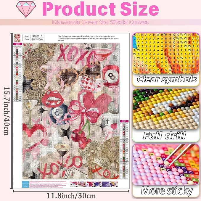 Pink Bow Diamond Art Kits for Adults Diamond Painting Kit for Adult