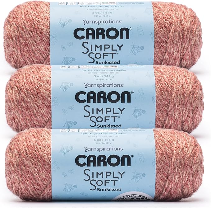 Caron Simply Soft Sunkissed Yarn for Crocheting, Orange Tonal, 3-Pack