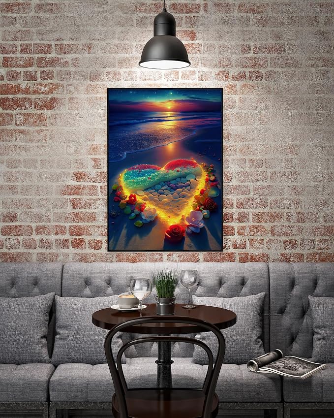 Heart Beach Diamond Painting Kits for Adults, Diamond Art Kits for Adults