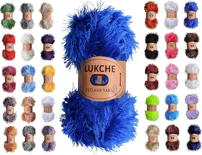 Eyelash Fun Fur Yarn Premium 100% Polyester 164 Yds (150 Mt), 3.53 Oz (100 Gr) Colorful Crochet Yarn Dıy Hand Knitting. (Royal Blue, 1 Skein)