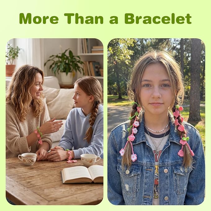 WaldyWop Crochet Kit for Beginners: 4 Flower Bracelets Starter Kit w/Videos