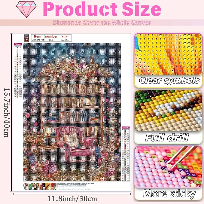 DAZZLEDOTS Diamond Art Kits for Adults Flowers Bookcase Diamond Painting