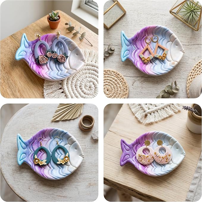 GOTO CLAY TOOLS Trinket Fish Cutter for Polymer Clay, Fish Trinket Dish Cutter, 4 inch Length, Embossed Polymer Clay Cutters, Sharp Edge TR-Fish
