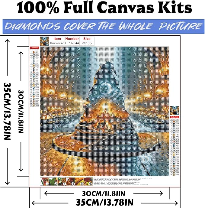 EIBEILI Magic Castle Diamond Art Kits for Adults,Magic Hat Diamond Painting Kits for Adults Beginner,5D DIY Full Round Drill Diamond Dots Paintings for Home Wall Decor Gift 14X14inch