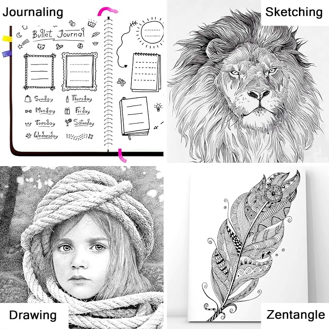 Muchcute Micro Fineliner Drawing Art Pens: 8 Black Artist Supplies Adults | Waterproof Archival Ink Set Fine Line Markers Liner,Sketch Outline Anime Gifts Manga Sketching Watercolor Zentangle Kit Stuff