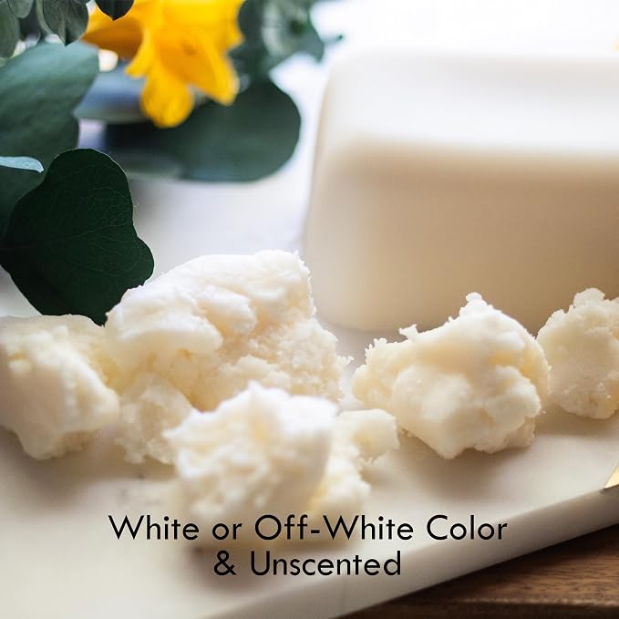 Refined Shea Butter Unscented - 100% Pure African Shea Butter for Hair and Dry Skin - Use for Soap Base, Face and Body Moisturizer, for DIY Whipped Body Butter and Lip Balm 8 oz Bar