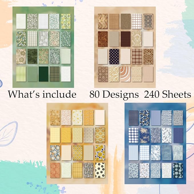 240 Sheets Vintage Scrapbook Papers Journaling Scrapbooking Supplies Kit Decorative Craft Paper for Planner, Bullet Journal Collage Card Embellishment Retro Crafts