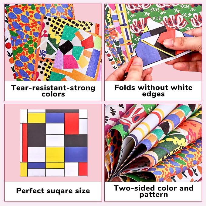 JoyCat Modern Art Patterned Origami Paper, 50 Double-Sided Sheets, 6x6 Inch | Double-sided abstract art patterns bring bold color and contemporary style to origami, collage, cards and paper crafts.