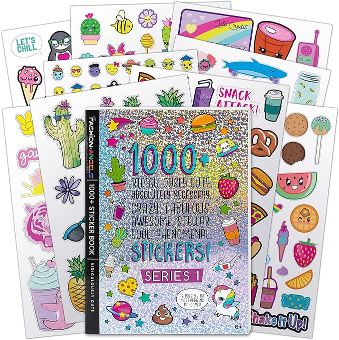 Fashion Angels 1000+ Ridiculously Cute Stickers | 40-Page Sticker Book, Fun Craft for Scrapbooks, Planners, Gifts & Rewards, For Kids Ages 6+