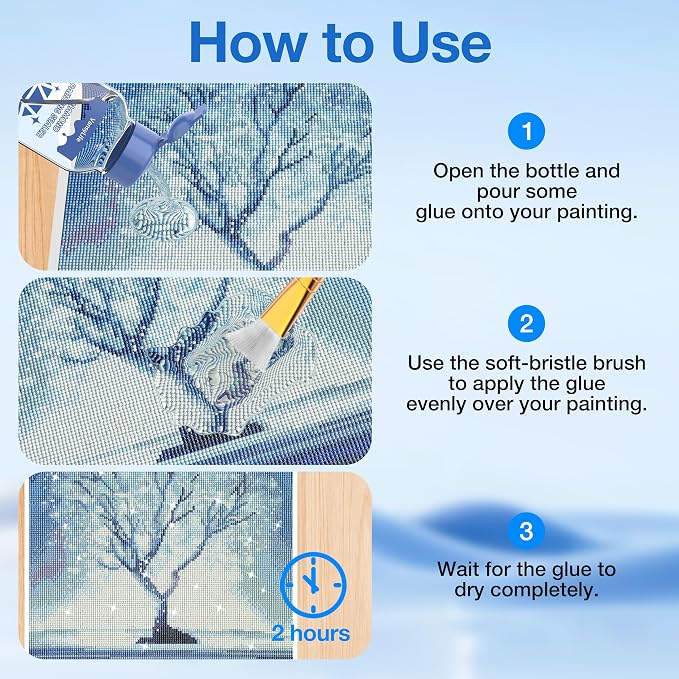 VansyLife Diamond Painting Sealer with Soft Bristle Brush (125mL*2)