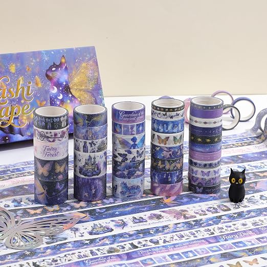 PAGEMORE 35 Rolls Washi Tape Set, Purple Dreamly Butterfly Decorative Tape, Scrapbook Supplies for Junk Journal, Scrapbooking Supplies Decor, DIY Craft Projects Materials for Girls and Women