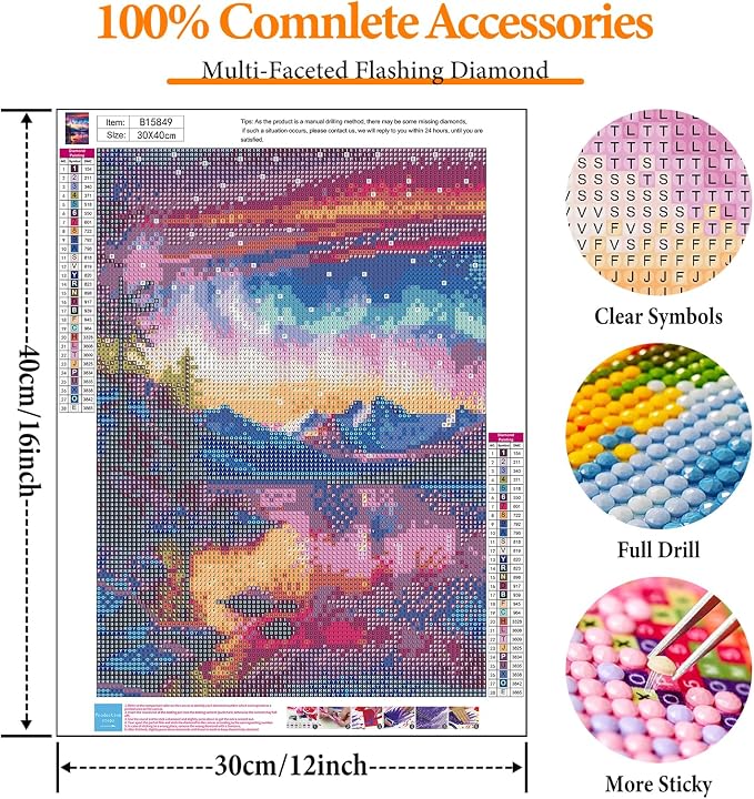 Diamond Art Kits for Adults, Aurora DIY 5D Diamond Painting for Beginners | 12x16 Inch, Full Drill Round Dots, Fantastic Landscapes Gem Art Craft Kits, Home Decor, Stress Relief Relaxing Hobby Gift