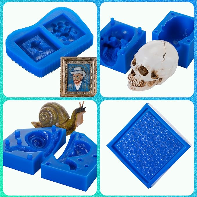 BBDINO Silicone Mold Making Kit, Liquid Silicone for Molds Making 30A Sapphire Blue, High Strength Silicon Rubber 4.4 lbs, 1:1 by Volume Ideal for Mold Casting of Resin/Jewelry/Candle/Concrete/Plaster | High Strength 1:1 by Volume 3h Quick Cure Self De...