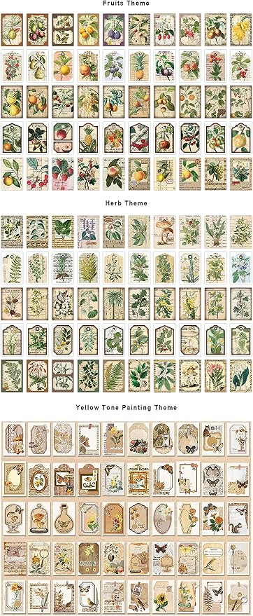 PRSTINCOL 300 Pcs Scrapbook Washi Stickers,Vintage Flower Butterfly Botanical Sticker Book for Junk Journal,Decorative Paper Stickers for Bullet Journal, Album, Collage, Planner, Gift Wrapping