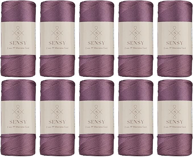 S Sensy 2mm - Premium Polypropylene Macrame Cord, 10 Skein Plum, 252 Yards