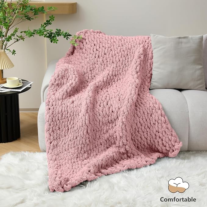 Cozyful Chunky Yarn for Hand Knitting - #10 Chunky Chenille Yarn, Jumbo Big Thick Chunky Yarns for Crocheting, Super Bulky Chunky Knit Blanket Yarns, 8 Skein (22 yds 8 oz Each Skein), Dusty Pink