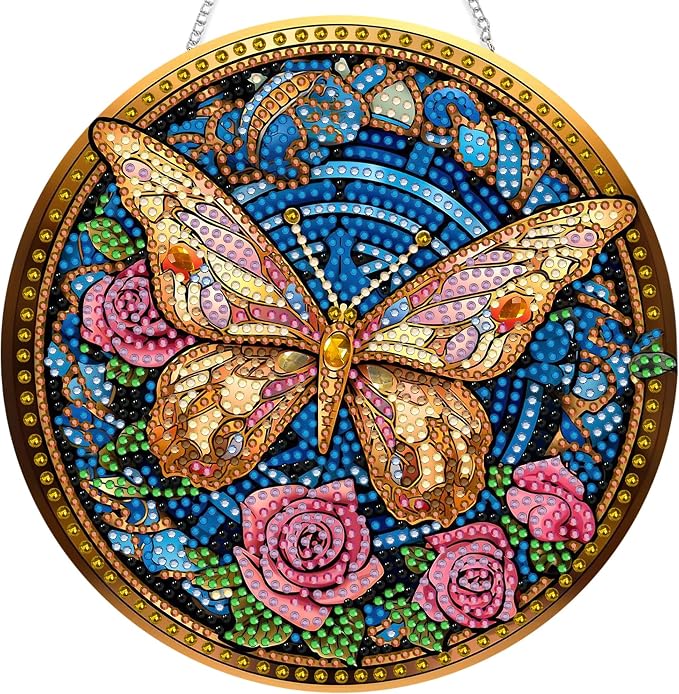SKRYUIE Butterfly Hanging Pearl Diamond Art Kits for Adults Suncatcher A55