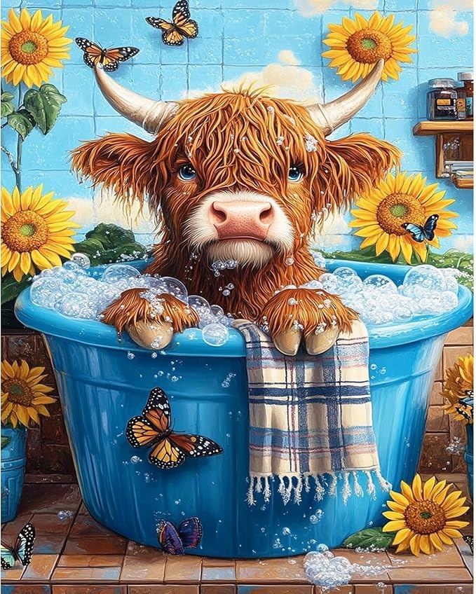 Ycydilirab Cow Paint by Numbers Kit for Adults - Cow Paint by Number Adult,Canvas Paint by Numbers for Adults Wall Art Decor 16×20 Inch