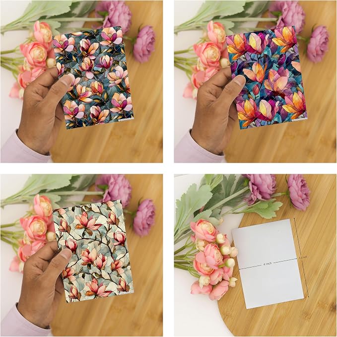 GOTO CLAY TOOLS Magnolia Stained Glass Clay Transfer Paper – 6 Pcs (4 x 5.5 inch) Polymer Clay Transfer Sheets for Jewelry Making, Crafts & DIY Clay Designs