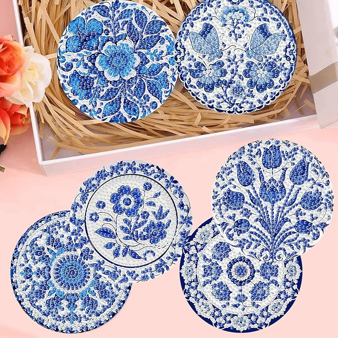 6 Pack Diamond Art Coasters Kits for Adults - Diamond Painting Coasters Kit