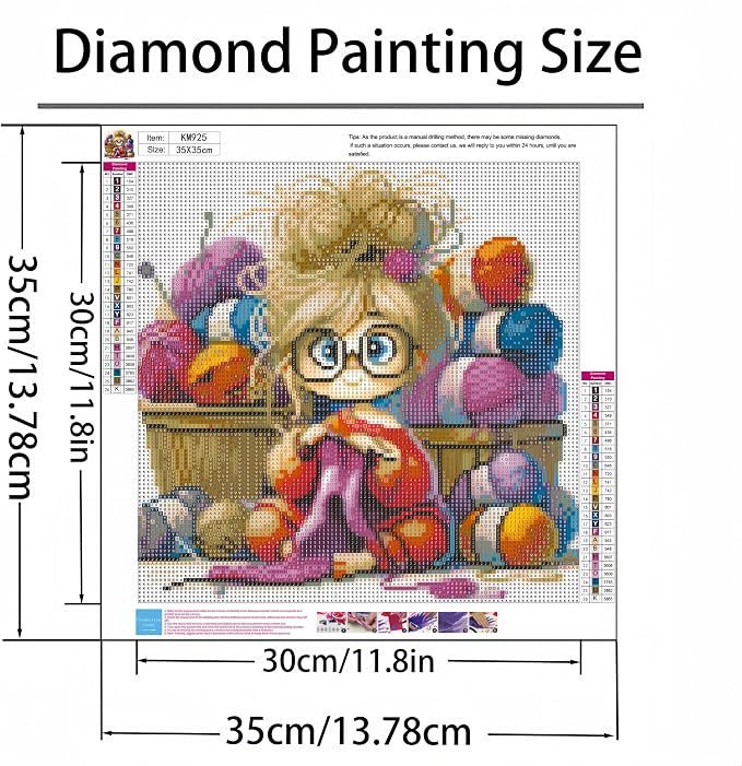 Diamond Art Kits for Adults,Knitting GirlDiamond Painting Kit 13.8X13.8inch | Weaving Clothes 5D DIY Full Drill Paint by Diamonds Dot Gem Art Painting Kits,for Home Wall Decor Beginners