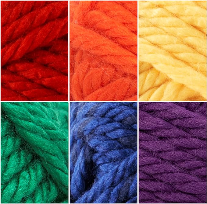 Lion Brand Yarn, Hometown Super Bulky Yarn, Rainbow Pack, 18 Skeins